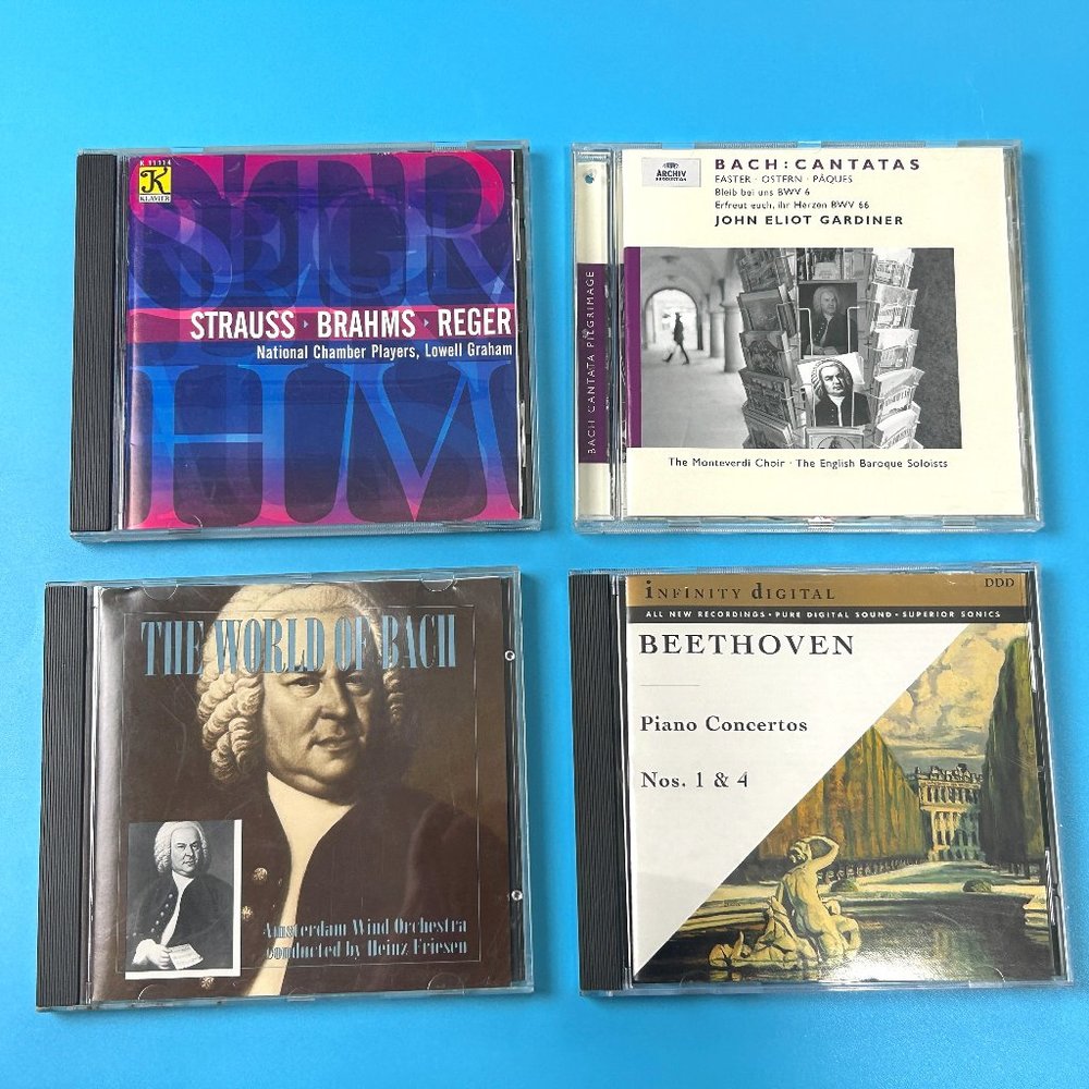 Classical Music CD Albums Lot of 4 Bach Strauss‎ Brahms Reger Beethoven